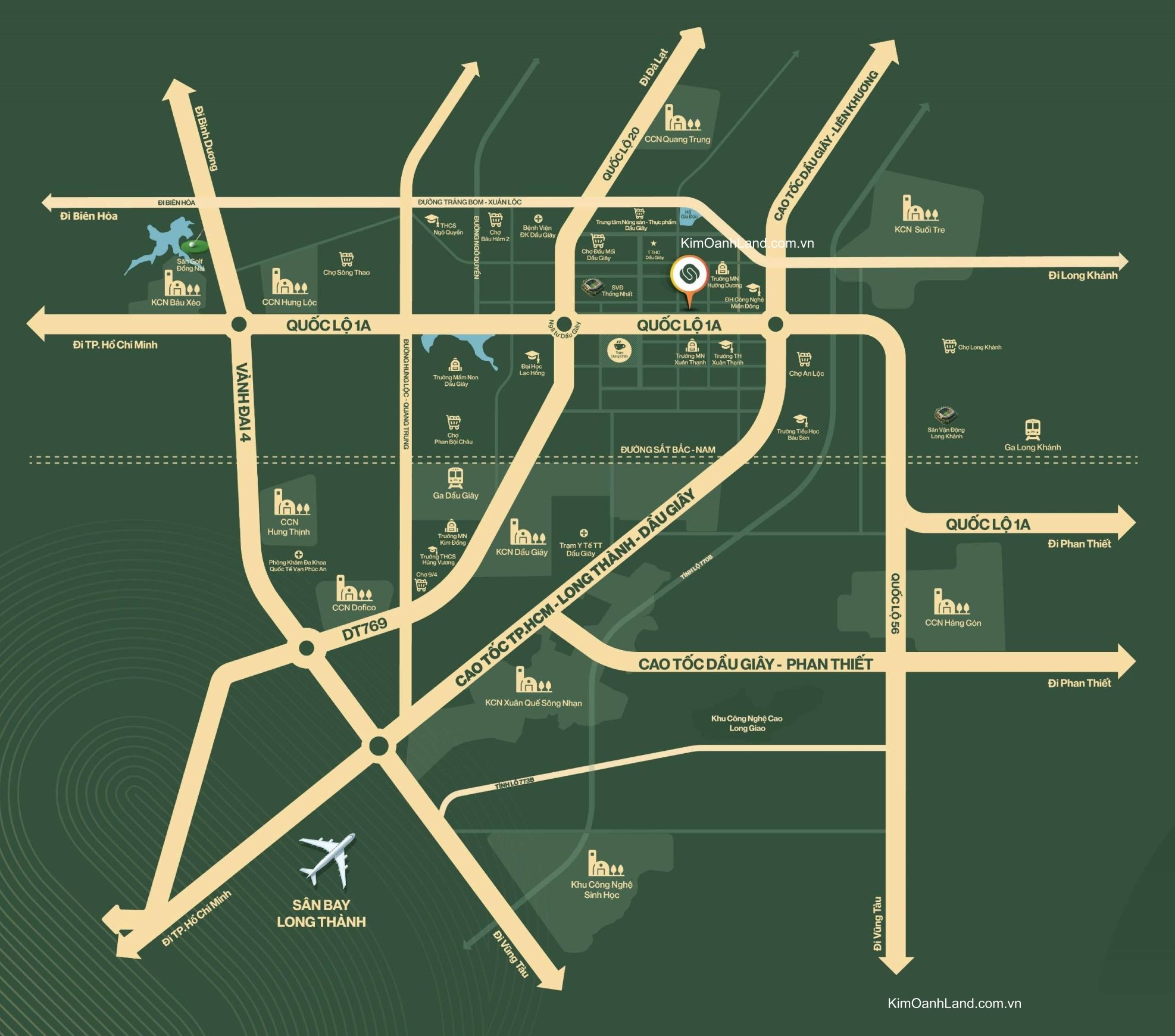 Vị trí dự án The Link City Dầu Giây - Kim Oanh Land